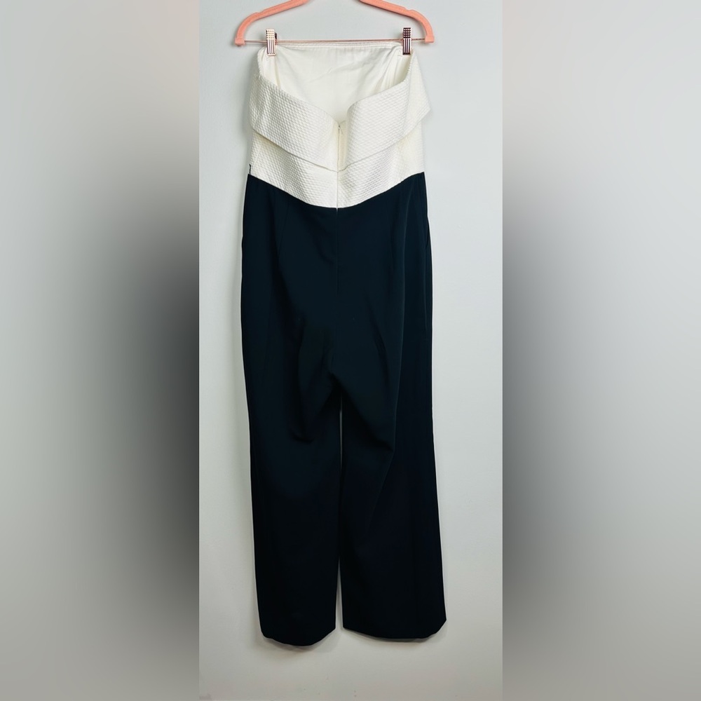 Ted Baker NWT Textured Color Block Kiyes Strapless Black Wide Leg Jumpsuit - Picture 8 of 16